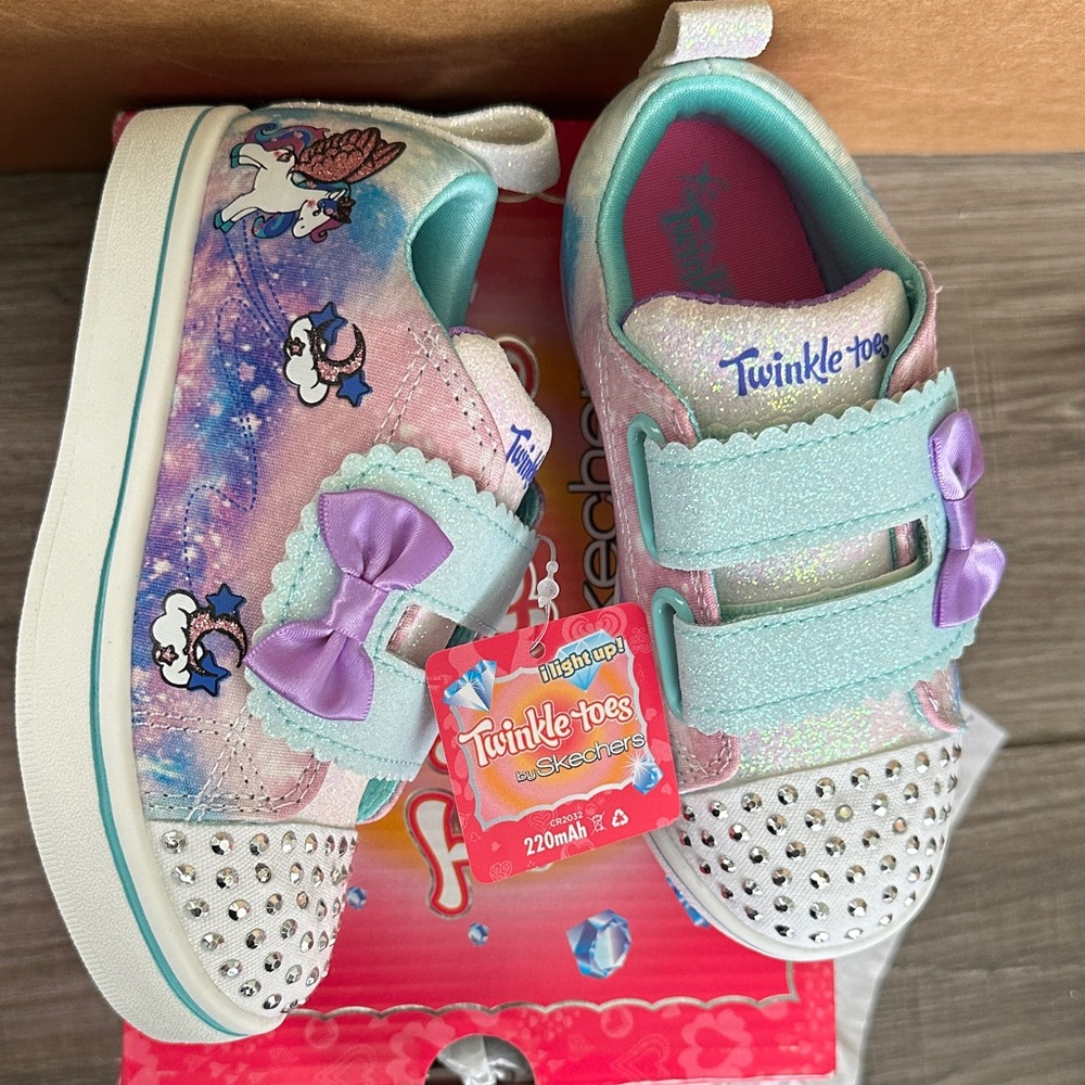 Skechers Twinkle Toes Unicorn Sneakers - Pink and Aqua